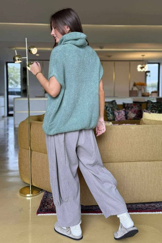 Morag Cowl Knit Tank Deep Sage /3 = -